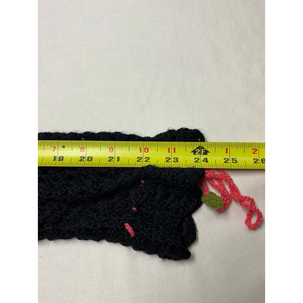 Free People Crochet Knit Floral Quilted Tunic Top Black Women XS Wool Blend Boho